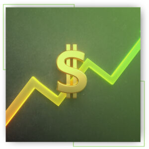 Dollar sign on a rising graph