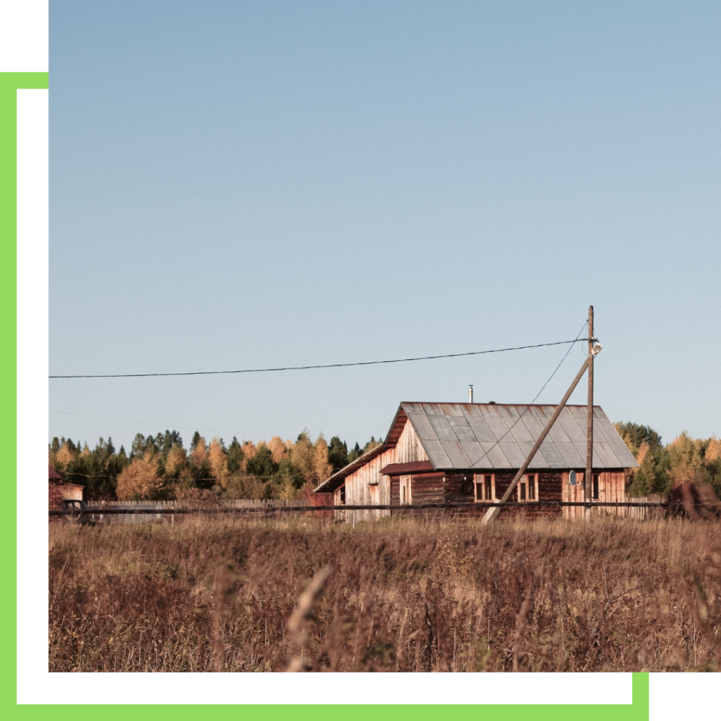 Cabin in a field