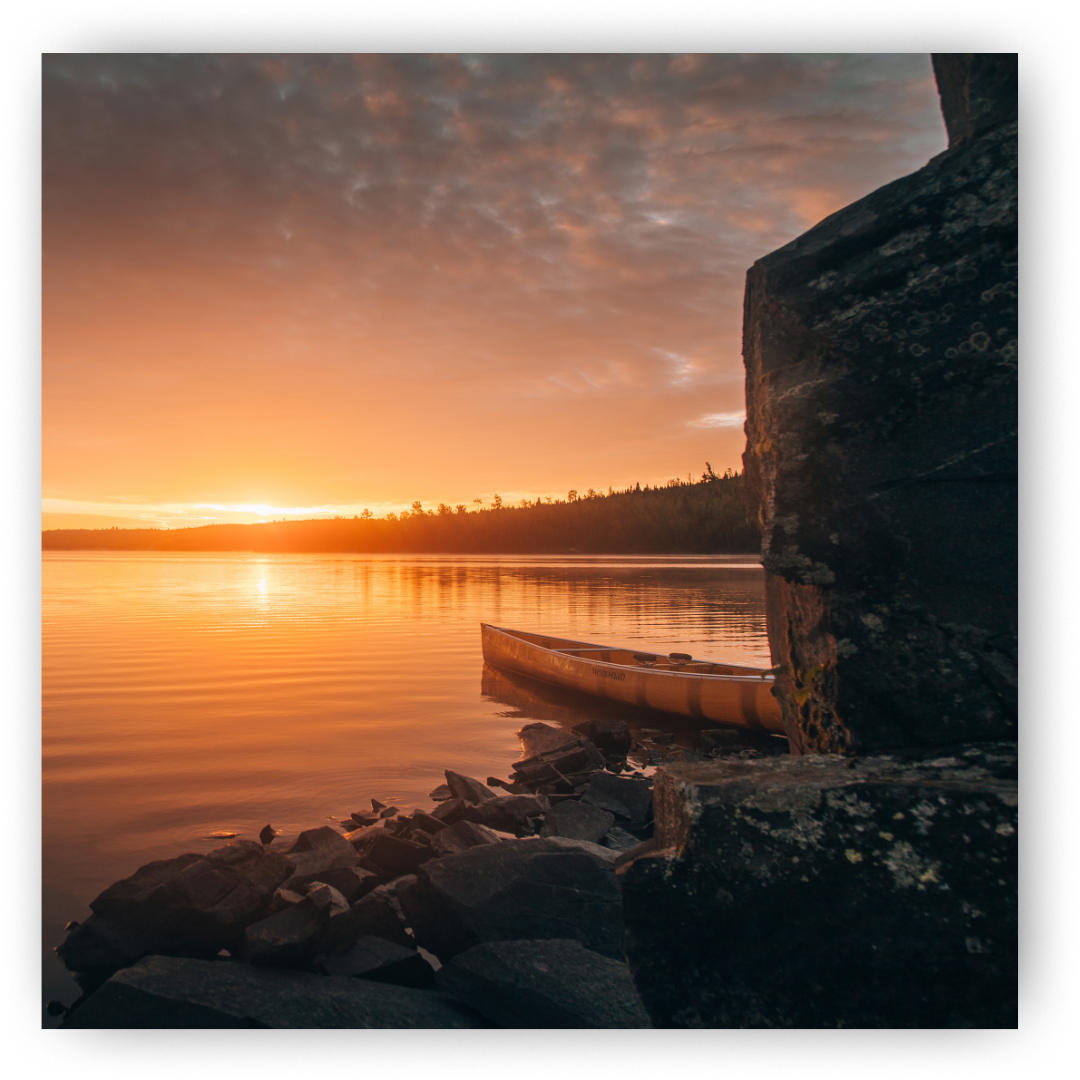 Minnesota sunset with canoe